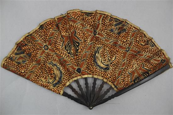 A collection of nine Victorian fans, largest 13.5in. incl. hanging loop